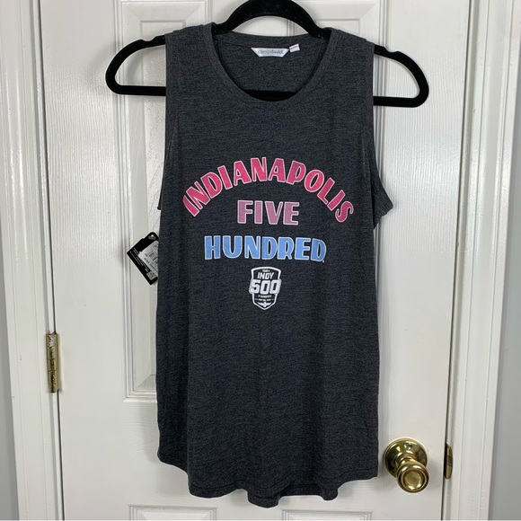 Nascar Tops - Indy 500 NASCAR Womens Gray Tank Size Small